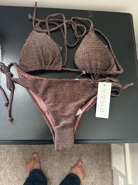 PHAX Metallic Brown Triangle Bikini Set